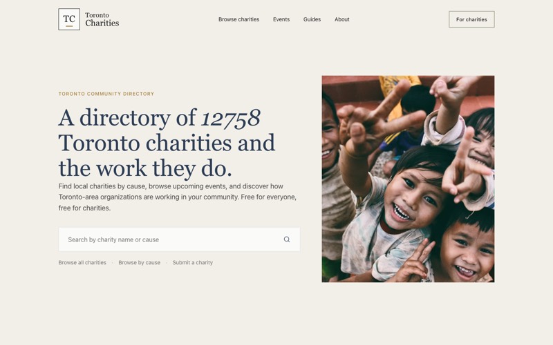 Toronto Charities homepage