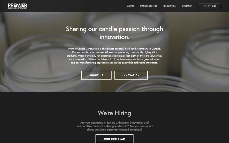 Premier Candle homepage