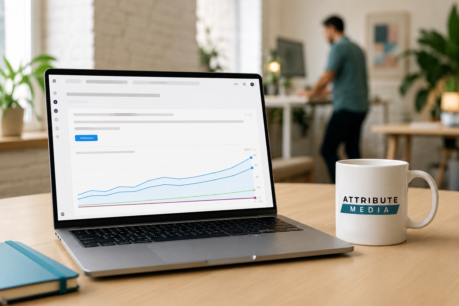 Reviewing a real estate client's lead growth report at Attribute Media