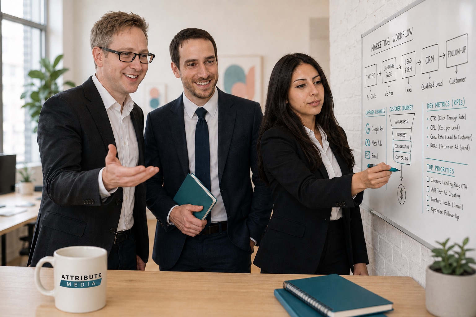 Campaign channels, customer journey, and key metrics mapped for a client engagement